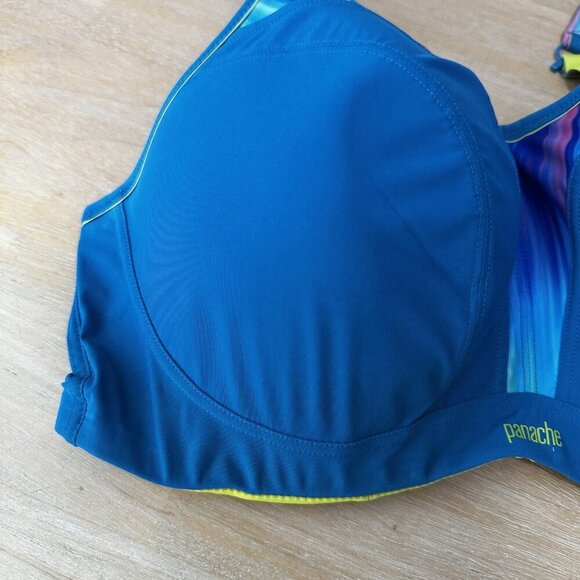 Panache Sport Underwire Bra 40E High Impact Blue Multicolor Adjustable Straps - Picture 3 of 8